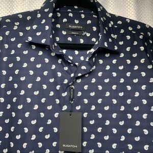 Bugatchi Men’s Classic Fit Short Sleeve shirt Size Large, Deep Navy colour